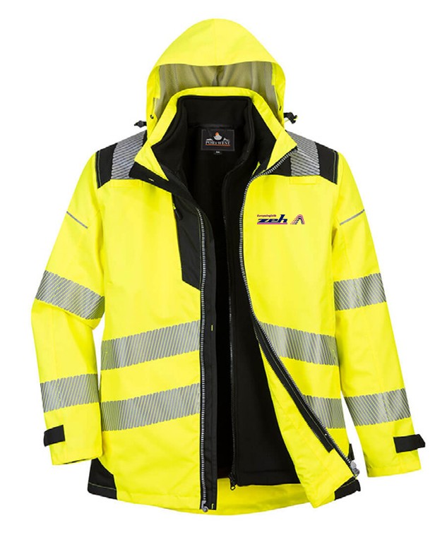 PW365 - PW3 Hi-Vis 3-in1 Jacke, Gelb/Schwarz, 2XL
