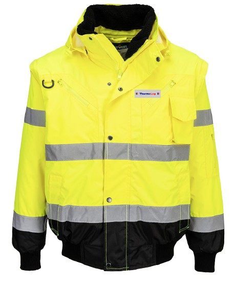 C465 - Hi-Vis 3-in-1 Kontrast Pilotjacke, gelb/schwarz, 2XL